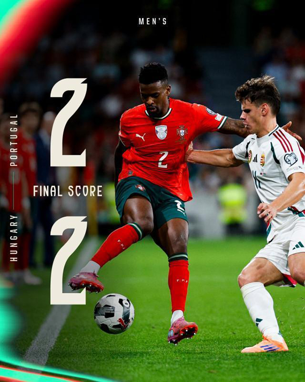 世预赛：葡萄牙2-2战平匈牙利 C罗41球独占世预赛射手王