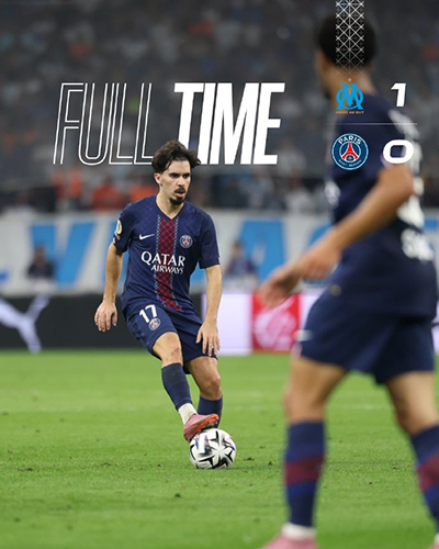 法甲：巴黎0-1马赛开季四连胜遭终结 阿格德闪击