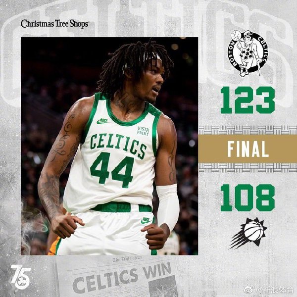 绿军123-108击退太阳 布朗24+11 罗威三双+5帽 布克22+6